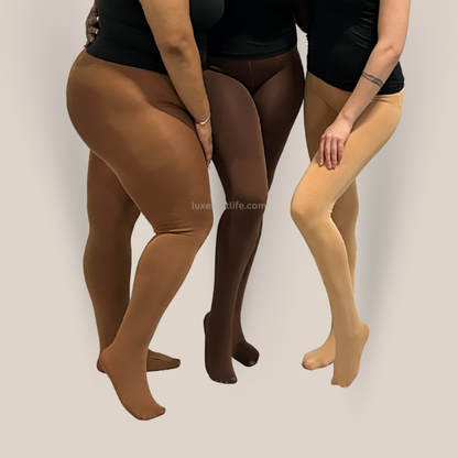 Solid Skin-Tone Fleece Tights