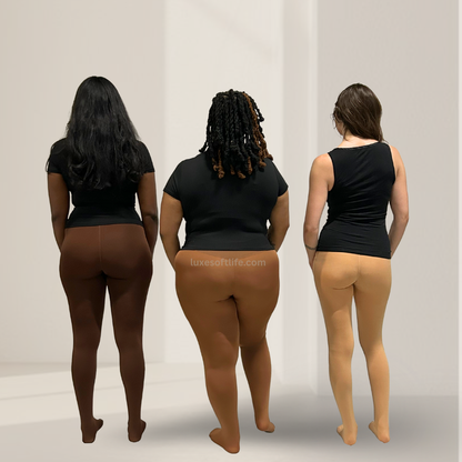 Solid Skin-Tone Fleece Tights